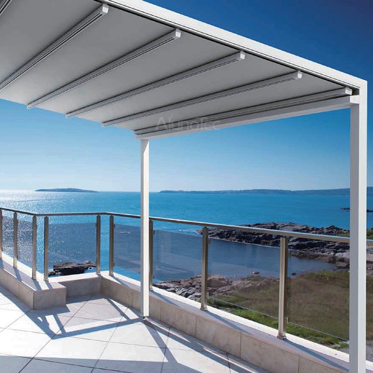 Einziehbare Markise aus Aluminium, PVC-Pergola-Sonnenschutzabdeckung
