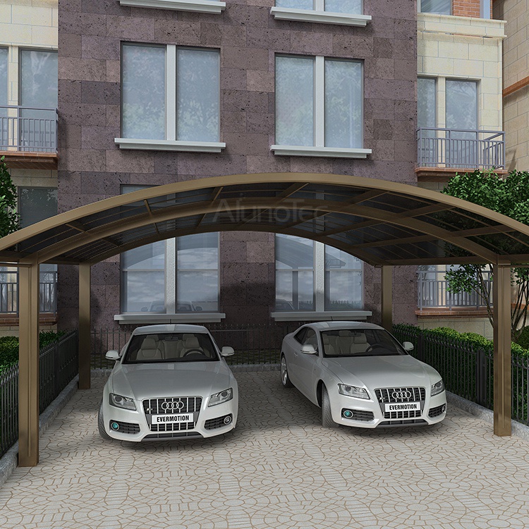 Doppelcarport aus Polycarbonat-Aluminium für Autogarage