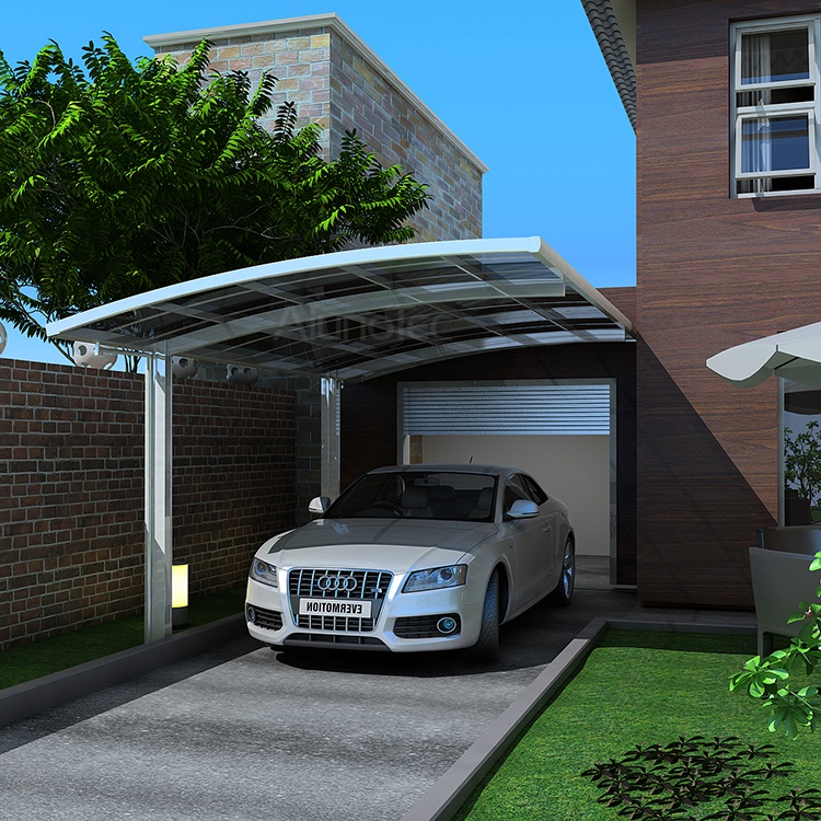 Doppelter Autounterstand für den Außenbereich, Carport-Überdachung aus Polycarbonat mit Bogendach