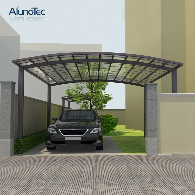 Maßgeschneiderte Garage Luxus 4 Pfosten Wasserdichter Carport Alu Parkplatz Aus Aluminiumtür mit doppelter Schräge