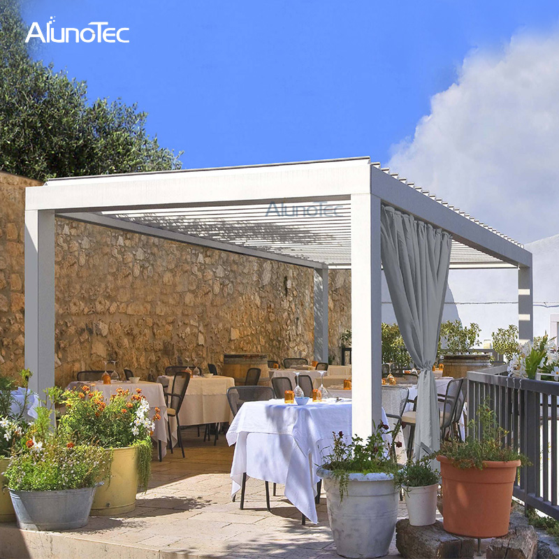 Outdoor Graden Elektro-Klapppavillon, Sonnenschutz, Aluminium-Pergola-Sets, 4 x 3 cm, mit LED-Licht