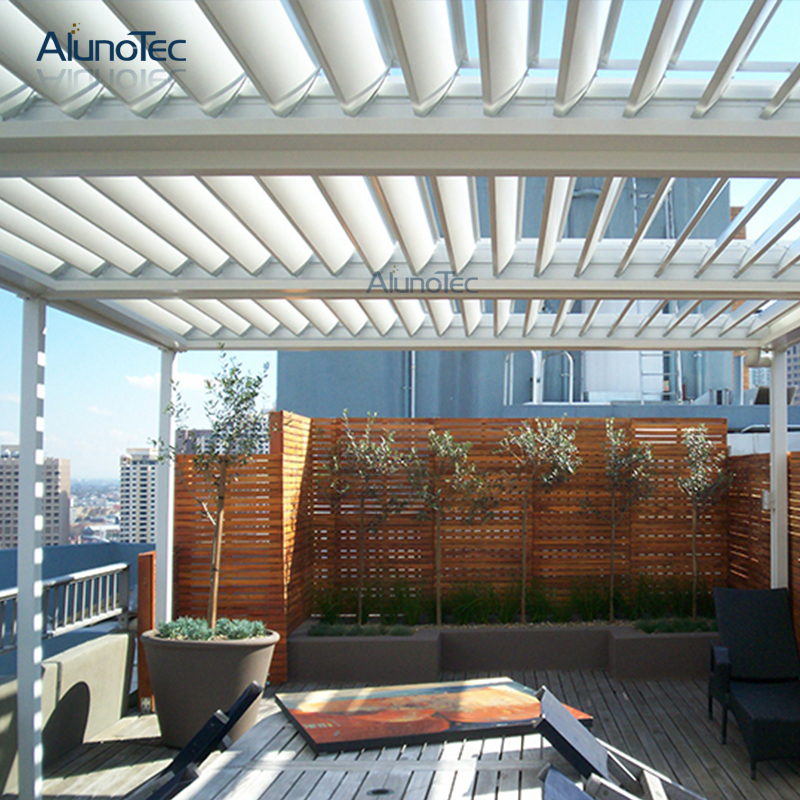 2019 Luxus-Gartenabdeckungen, Aluminium-Pergola-Außenpavillon mit LED-Lichtleisten
