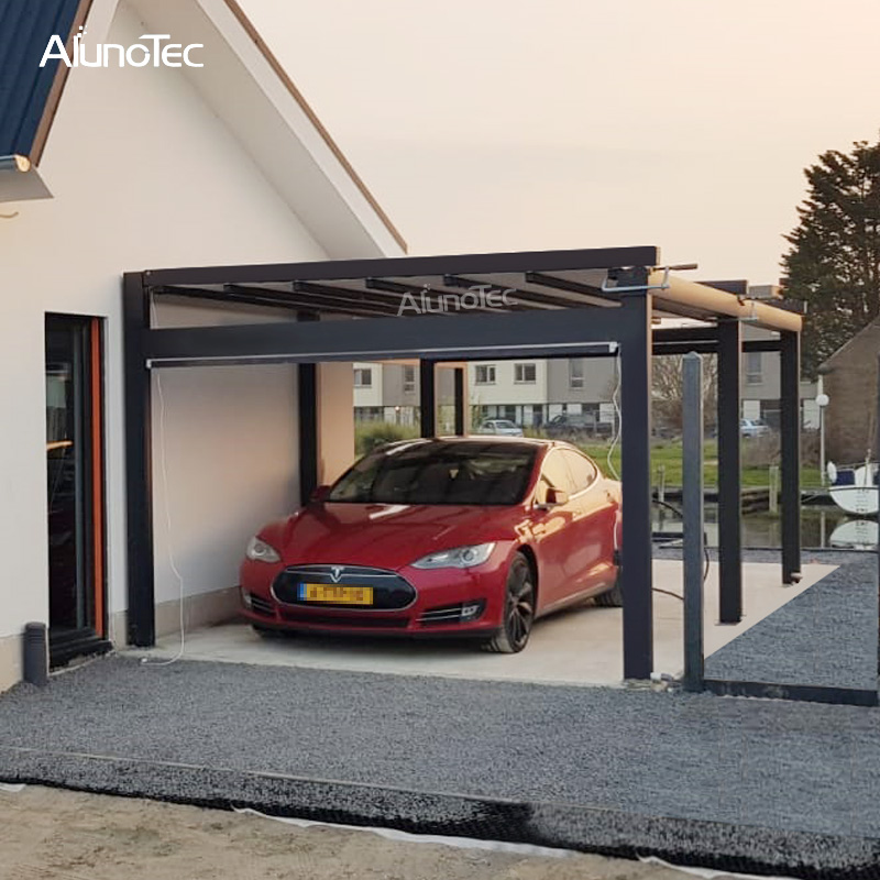Motorisiertes, einziehbares PVC-Dachpavillon, Faltdach von AlunoTec mit Sichtschutz