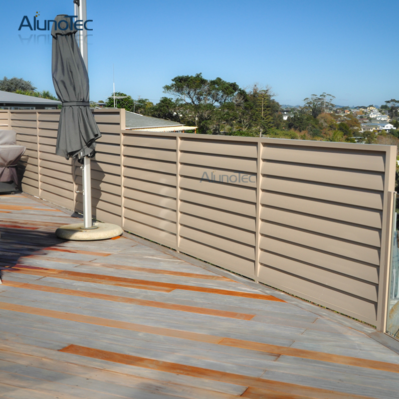AlunoTec Vertikale Zäune für den Außenbereich, Lamellen-Sichtschutzpaneel, horizontaler Aluminiumzaun, Gartenzaun