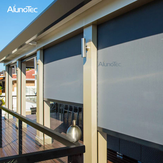 Aluminium-Seitenrahmen, CNC-Laserschnitt, dekorative Seitenjalousien, Anzugsrollo, Pergola-Seitenschutz für den Außenbereich 