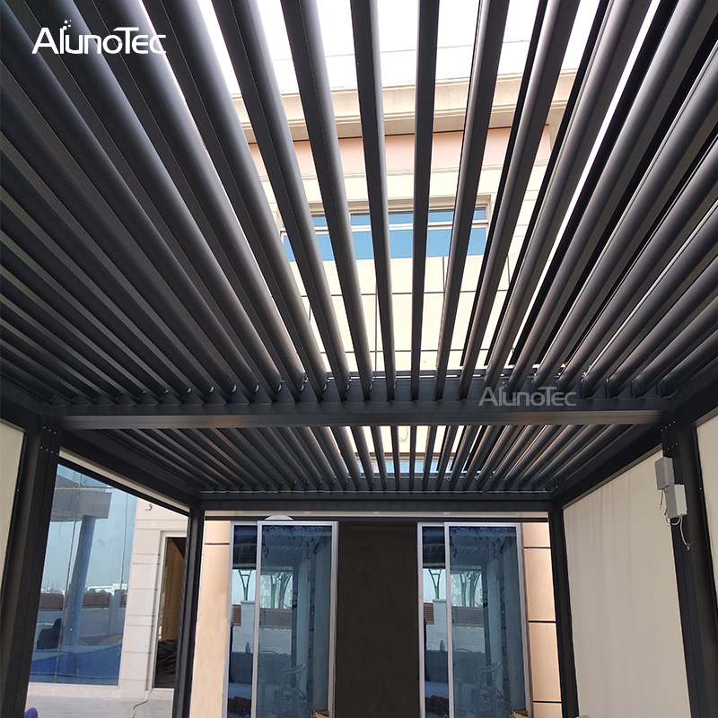 Bioklimatische Pergola-Aluminiumlamellen mit einzigartigem Design und Sonnenschutz für die Terrasse 