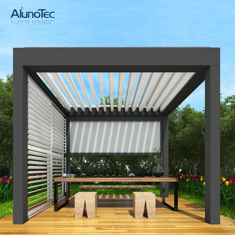 Wasserdichter Gartenpavillon aus Aluminium mit Vorhang