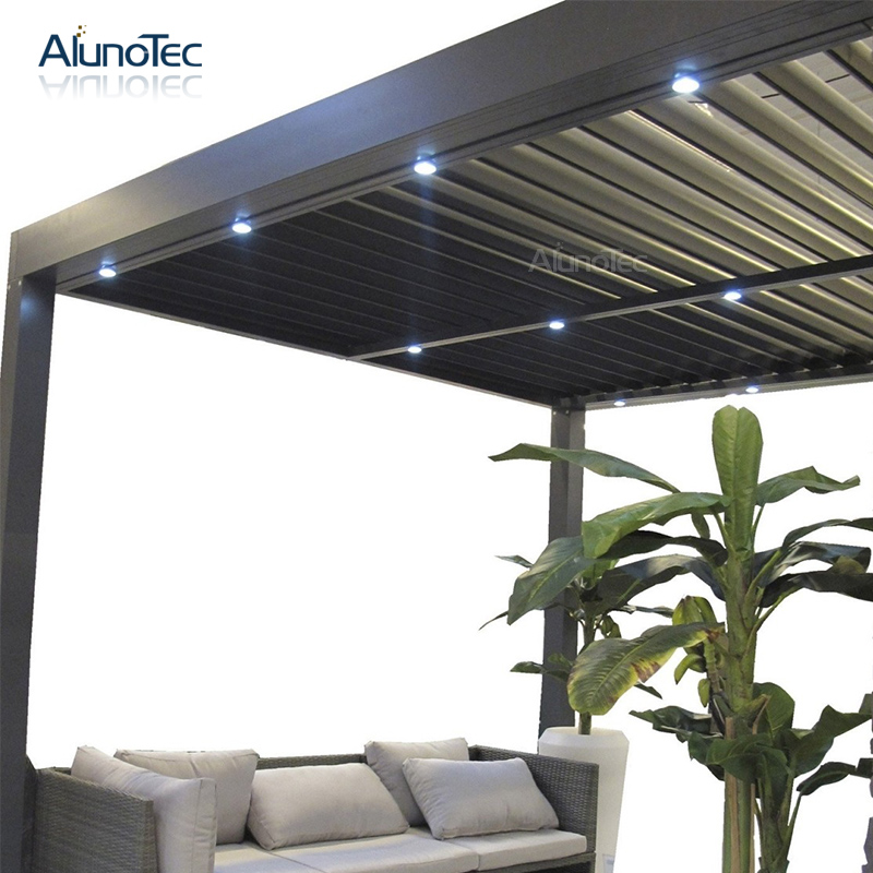 Moderne bioklimatische Pergolen für den Außenbereich, Aluminium-Dachlamellen, automatische Metallpergola