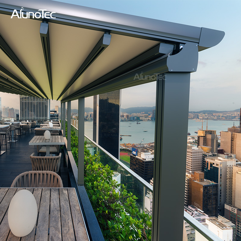 Aluminium-Pavillon, einziehbares PVC-Pergola-Stoffdach für den Außenbereich
