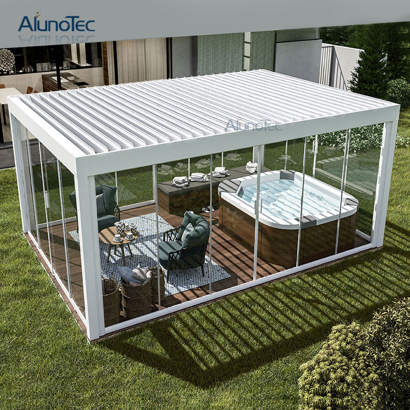 Klappbare Pergola-Markise aus Aluminium für den Außenbereich mit Lamellendach
