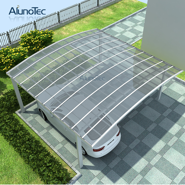 Doppelcarport aus Polycarbonat-Aluminium für Autogarage