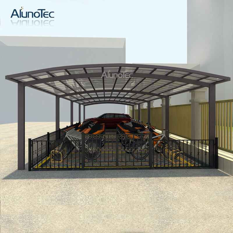 Maßgeschneiderte Garage Luxus 4 Pfosten Wasserdichter Carport Alu Parkplatz Aus Aluminiumtür mit doppelter Schräge