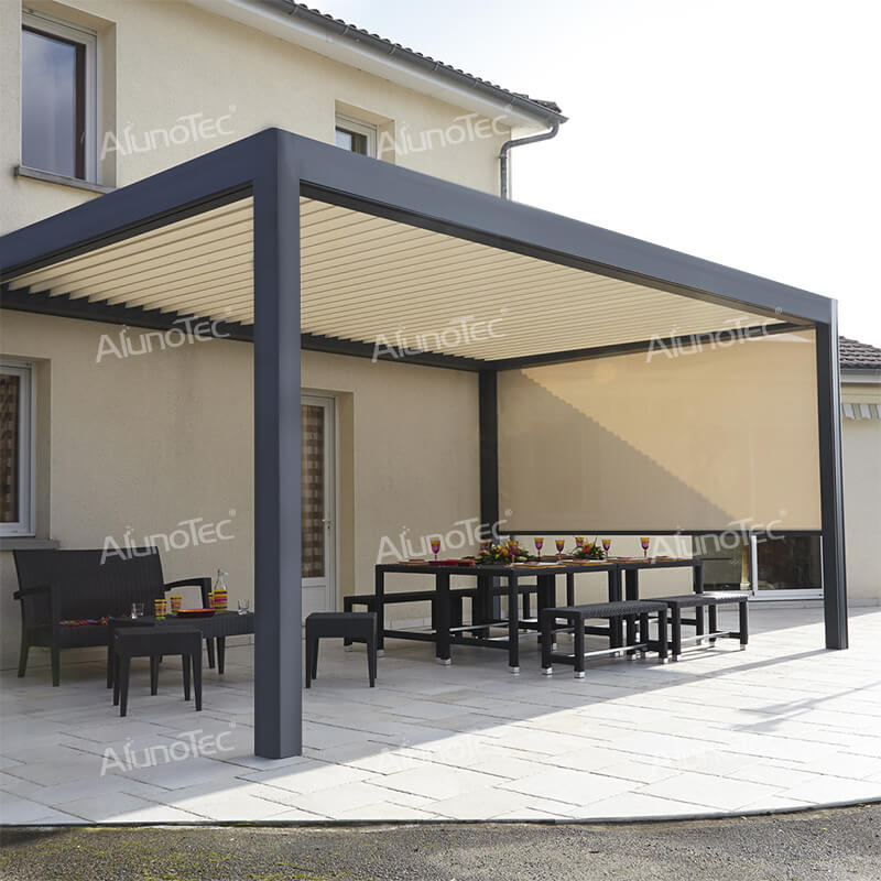 Wasserdichtes motorisiertes Pergola-Pavillonzelt für den Außenbereich mit Reißverschlussschirmen