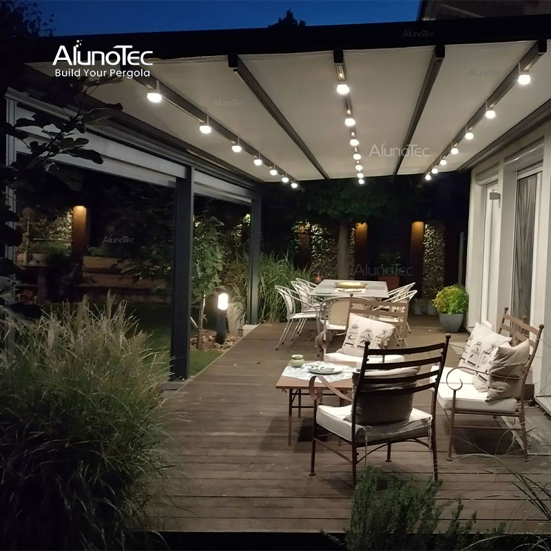 AlunoTec 100 % wasserdichtes, einziehbares System, 4,5 x 6,5 m, Struktur für Hotels, Restaurants, Terrassen im Freien
