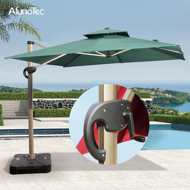Einfach zu installierender, faltbarer römischer Freischwinger-Sonnenschirm aus Aluminium zu verkaufen