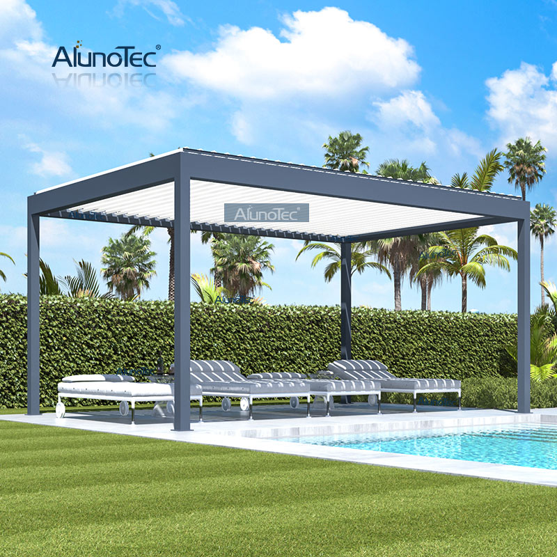 AlunoTec wasserdichte Aluminium-Markise, verstellbare Garten-Pergolen-Dachabdeckung mit Markisen