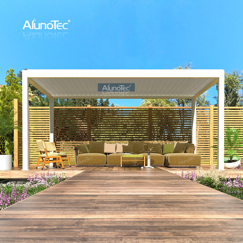 AlunoTec wasserdichtes Lamellendachsystem, elektrischer Outdoor-Pavillon, Aluminium-Überdachung, Terrassendach, Pergola