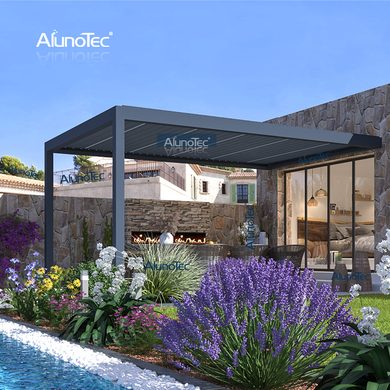 AlunoTec Maßgeschneiderte wasserdichte Gartenpavillon-Pergola-Abdeckung für den Außenbereich mit LED-Licht