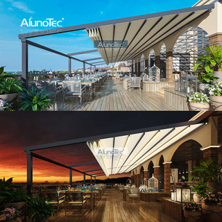 AlunoTec Backyard motorisiertes einziehbares Dach, Außenmarkisen, Terrasse, Sonnenschutz, Markise, Deck, Gartenüberdachung zum Preis
