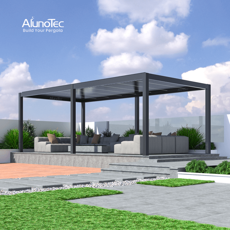 Factory Direct Bioklimatischer Gartenpavillon für den Außenbereich, Aluminium-Pergola, 4x8-Dachsystem