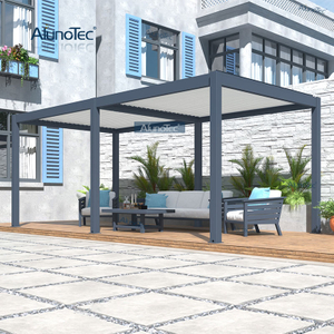 AlunoTec Zeitgenössische Gartengebäude, wasserdichter Outdoor-Lamellendach-Aluminium-Pavillon, Pergola mit Griff
