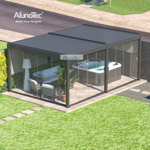 AlunoTec Hinterhof-Abdeckung, weiß-graue Pergola für Whirlpool 
