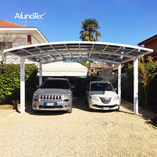 AlunoTec grauer Carport mit freitragendem Aluminiumrahmen und Schneeschutz für 2 Autos
