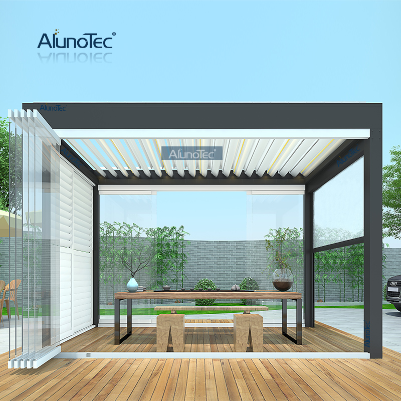 An der Wand montierte Aluminium-Sonnenschutzlamellen für Dachpavillons, bioklimatische Pergola-Sets