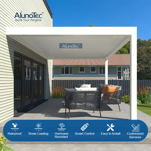 3x3 3x4 3x5 3x6m Wandmontierte motorisierte Lamellen grauweiße Pergola 