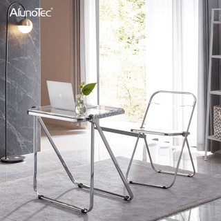 Klappbarer Beistelltisch im Vintage-Design, Wohnmöbel aus Chrom und Kunststoff