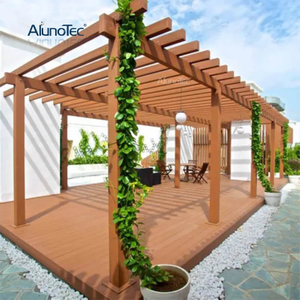 Hochwertige AlunoTec Garten-Dachmarkise aus Holz, Pavillon, WPC-Holzpergola mit Blumen