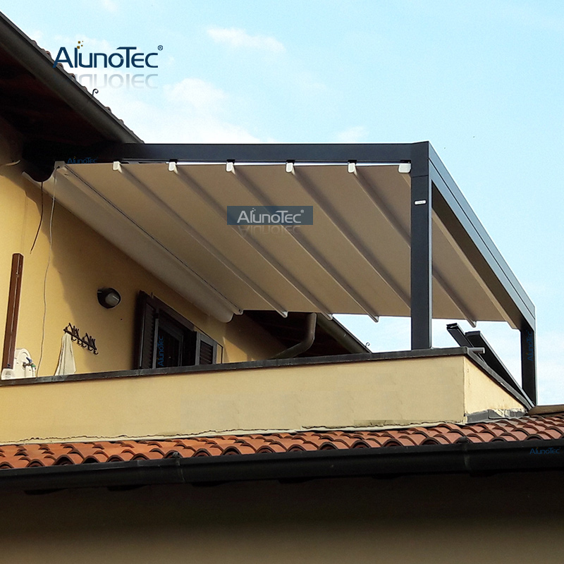 Maßgeschneiderte ausziehbare Pergola-Dachmarkise für den Außenbereich mit verstellbarem Dach