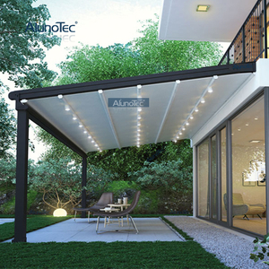 AlunoTec Outdoor-Sonnenschutz aus Aluminium, einziehbare Markise, Terrassenüberdachungen, faltbare Pergola für den Garten