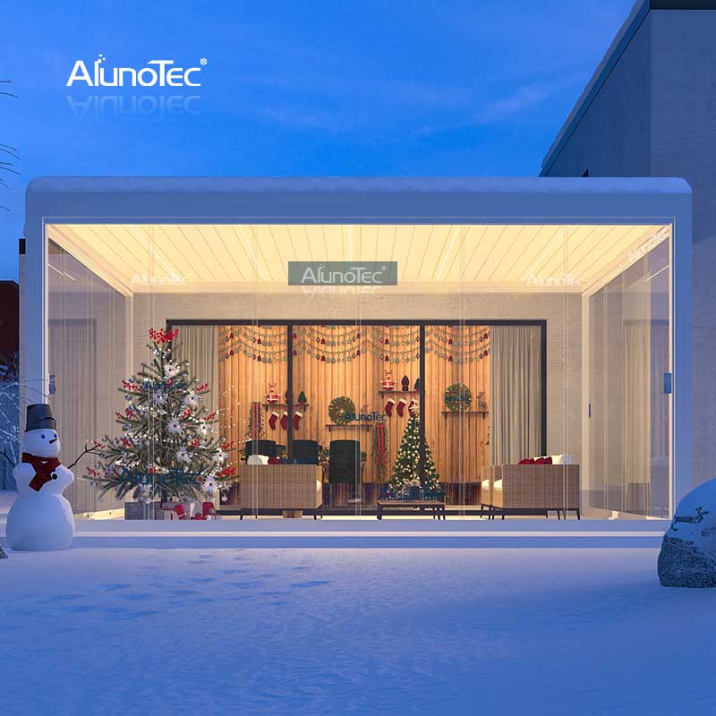 AlunoTec China Wasserdichte rote Neujahrs-Pergola aus Aluminium, verstellbarer Pavillon, klappbarer Pavillon, Vergola mit LED-Lichtern 