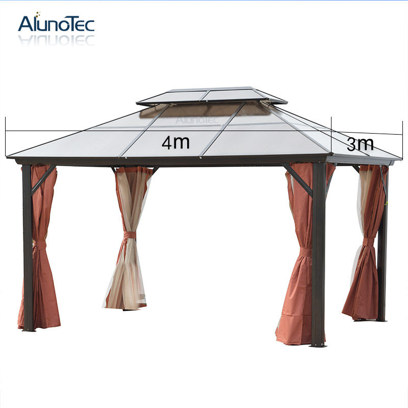 Hardtop-Aluminium-Dachpavillon für den Außenbereich, römisches PC-Überdachung mit Polycarbonat