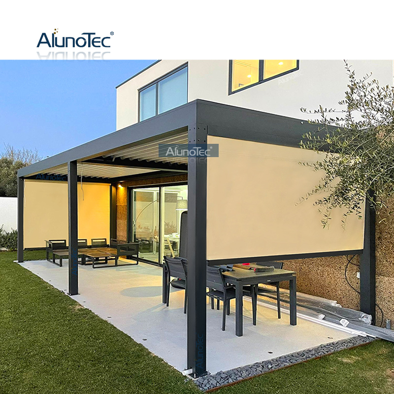 AlunoTec wasserdichtes Lamellendachsystem, elektrischer Outdoor-Pavillon, Aluminium-Überdachung, Terrassendach, Pergola