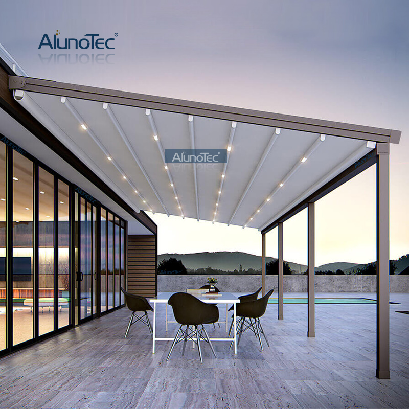 Fernbedienung Elektrische Gartenschattierung Aluminium einziehbare Dachmarkise Pavillon-Überdachung für den Großhandel